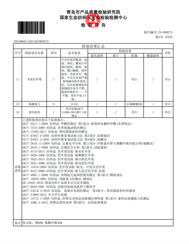 2023年青岛六十六中校服管理和服务情况公示